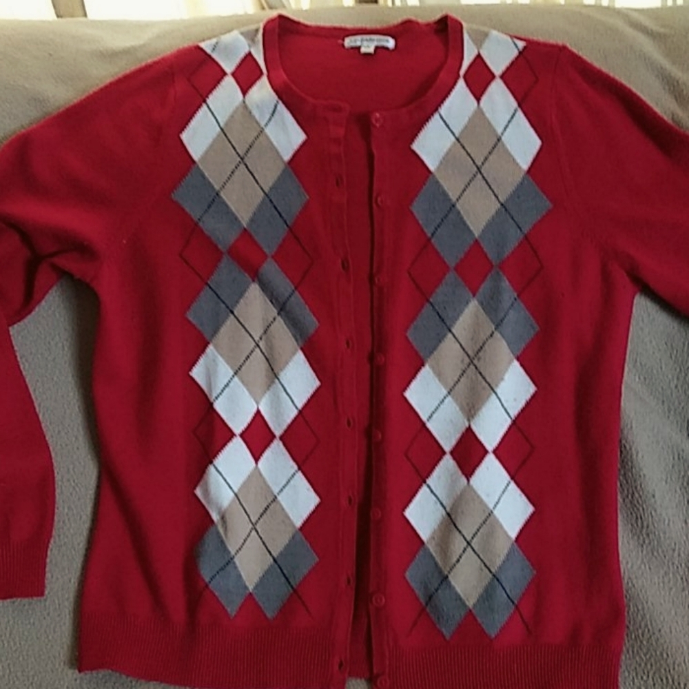 Sweater red grey tans